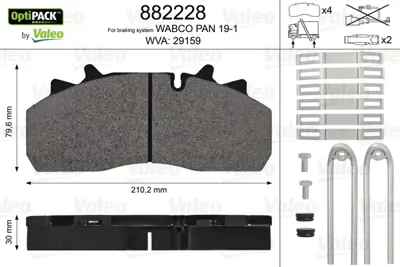 VALEO 882228 Disk Fren Balatası Optıpack Daf 55 F Sensörsüz 6597421
