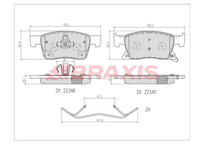 BRAXIS AA0674 On Fren Balatası Astra K 16" (300 Mm) 15 > 13478301