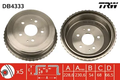 TRW DB4333 Arka Fren Kampanası Terıos 1,3 2wd / 1,3 4wd 05 / 97 4243187402 4243187402000