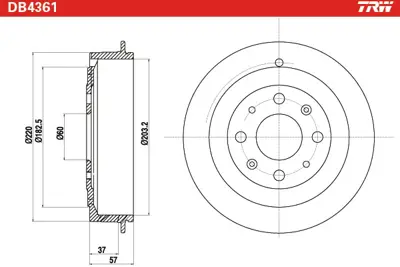 TRW DB4361 Arka Fren Kampanası Arka Punto 2012 Punto Evo 2009-2012-Adam 2013 Corsa D 2006 55704050 568269