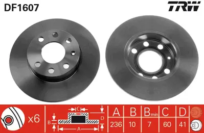TRW DF1607 Fren Diski Ön Corsa A 1982-1993-Kadett D 1979-1984-Kadett E 1984-1994 90008003
