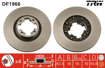 TRW DF1966 Fren Diski Ön Leon 80>91 Havalı 242mm 25431GA210