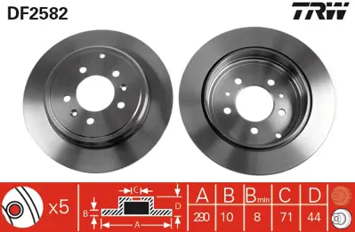 TRW DF2582 Fren Diski Arka 605 89>99 Düz 290mm 4246N1