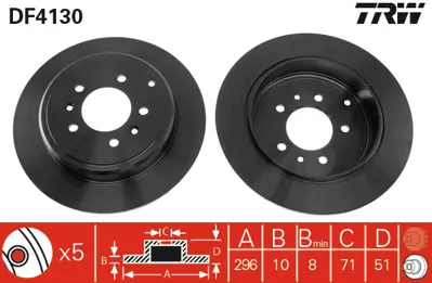 TRW DF4130 Fren Diski Arka 607 00>04 Düz 290mm 9640247180