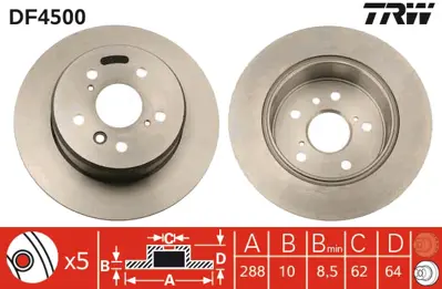 TRW DF4500 Arka Fren Aynası Camry _V30 2,4 Vvt I / 3,0 V6 11 / 01 12 / 05 Camry _Vı 2,2 / 3,0 06 / 91 08 / 96 4243148030