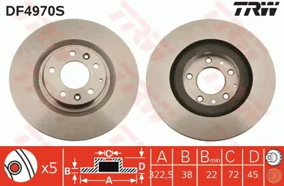 TRW DF4970S Fren Diski Mazda Rx8 Se17 2.6 Wankel 06 03> F16033251A