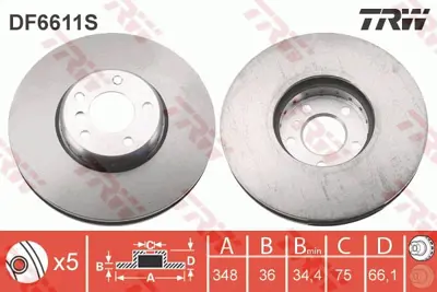 TRW DF6611S Bmw:  5 (F10), 5 Gran Turismo (F07), 5 Touring (F11), 6 Convertible (F12), 6 Coupe (F13), 6 Gran Cou 6785669