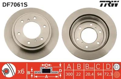 TRW DF7061S Arka Fren Aynası Havalı Pajero Iıı / Iv V60,V70 3,5 V6 Cdı / 3,2 Dı Dv80,V903,8 V6 / 3,2 Dı D 07> MR418067