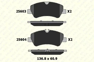 KALE 25603 175 05 Arka Fren Balatası Transıt Custom V362 V347 V348 2,2tdcı 12 /> (Arka Tek Teker) MEBK3J2M008AA