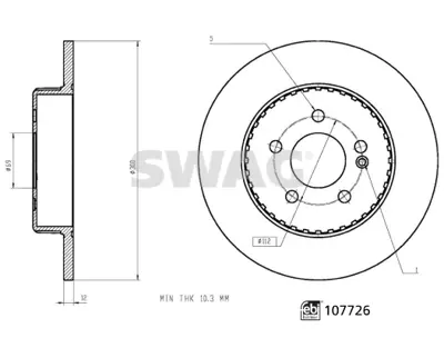SWAG 10 10 7726 Fren Dıskı Arka C-Class W205 14> S205 14> C205 15> A205 16> A0004230512