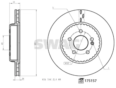 SWAG 33 10 2719 Fren Dıskı Arka W205 15>18 W213 16> C257 17> C238 17> X253 15> C253 16> A0004230712