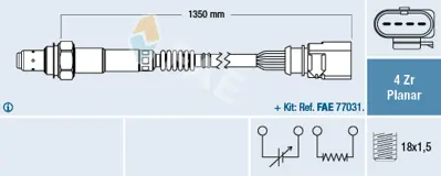 FAE 77904 Oksıjen Sensoru Lambda Sondası (4 Kutuplu 1320mm) Touareg Phaeton A6 / A6q Q7 Passat / Cc 05> 79906262G 79906265A