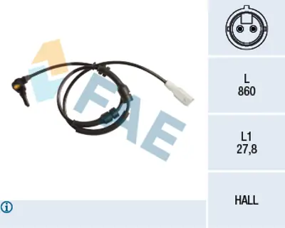 FAE 78256 Abs Sensoru 807-C8 860mm 4545G9