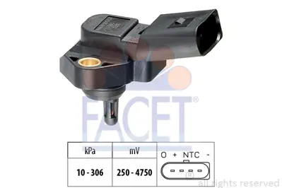 FACET 10.3073 Turbo Basınc Sensoru Leon 02>06 Toledo 02>04 Bora 99>05 Golf Iv 98>04 1.9tdı Arl 38906051A