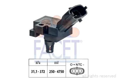 FACET 10.3248 Hava Basınc Sensoru Volvo C30 (533) D3 10>15 C70 Iı (542) D3 10>15s40 Iı (544) 2.4 D5 06>12 S60 Iı ( 31355462 9G9N12B676AC