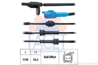 FACET 21.0062 Abs Kablosu Sensoru On Sag Sol C2 C3 C3 Iı C3 Plurıel 1007 02> 454597 9638720180
