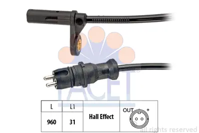 FACET 21.0225 Abs Sensoru 960 Mm Düz Tıp Renault Premıum 7420786441