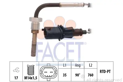 FACET 22.0161 Egzoz Gazı Sıcaklık Sensoru Alfa Romeo 159 My 2011 1.9 Jtd 8v 01/10-/ 55207108