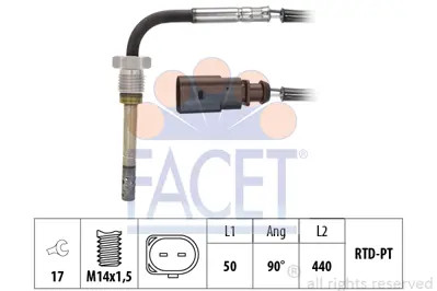 FACET 22.0296 Egzoz Gazı Sıcaklık Sensoru A4 16> A7 17> 3.0 Tdı 4M0906088AD