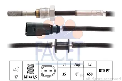 FACET 22.0335 Egzoz Gazı Sıcaklık Sensoru Vw Sharan I 2.0 Tdı 11/05-03/10 3G906088L