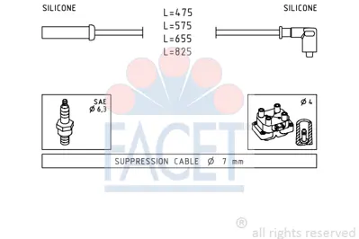 FACET 4.8494 Bujı Kablosu Setı 5967N1 96161266 9617237080