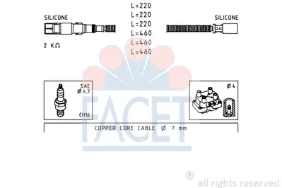 FACET 4.9643 Bujı Kablosu Setı 
