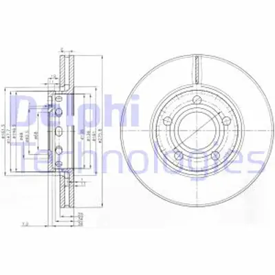 DELPHI BG2518 Fren Dıskı (Cıftlı Paket) Delıklı Ã–n 100 Quattro01/1986 > 1991 447615301B