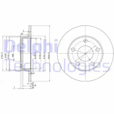 DELPHI BG2520 Fren Dıskı (Cıftlı Paket) Delıksız Arka 10008/1984 > 1991 4D0615601A