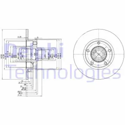 DELPHI BG2714 Fren Dıskı (Cıftlı Paket) Delıksız Arka Seat // Vw; Toledo // Corrado Golf Passat Vento04/1988 > 357615601B
