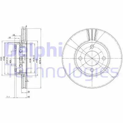 DELPHI BG2748 Fren Dıskı (Cıftlı Paket) Delıklı Ã–n 80 Cabrıo Coupe08/1989 > 09/1998 8A0615301C
