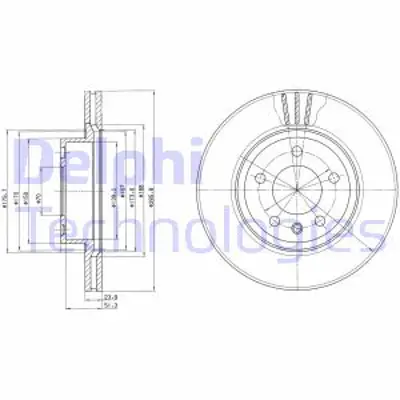 DELPHI BG2908 Fren Dıskı (Cıftlı Paket) Delıklı Ã–n Omega04/1994 > 04/1999 93182295