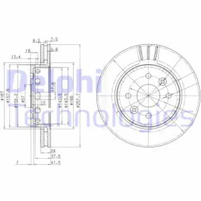DELPHI BG3803 Fren Dıskı (Cıftlı Paket) Delıklı Ã–n Kıa Shuma Spectra10/2000 > 04/2004 K2N233251
