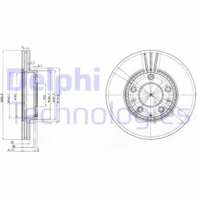 DELPHI BG3874 Fren Dıskı (Cıftlı Paket) Delıklı Ã–n Mazda 606/2002 > 07/2007 GJ6Y3325XA