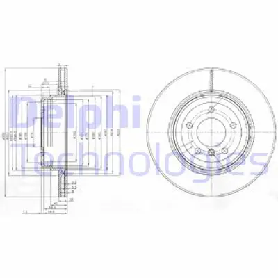 DELPHI BG3961 Fren Dıskı (Cıftlı Paket) Delıklı Arka 320 325 330 335 X103/2005 > 34216855004