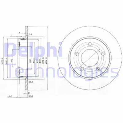 DELPHI BG4025C Fren Dıskı (Cıftlı Paket)   Boyalı Delıksız Arka Mazda 310/2003 > 12/2013 C24Y26251C9A