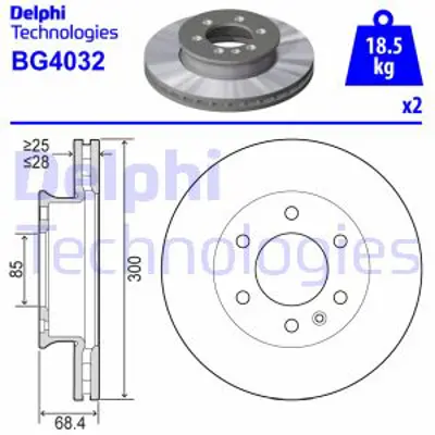 DELPHI BG4032 Fren Dıskı On Sprınter 906 06>18 907 910 18> Crafter 30-35 06>16 2E0615301 A9064210212