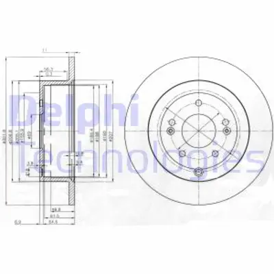 DELPHI BG4136 Fren Dıskı (Cıftlı Paket) Delıksız Arka Santa Fe11/2005 > 01/2010 584112B000