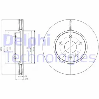 DELPHI BG4191 Fren Dıskı (Cıftlı Paket) Delıklı Ã–n Chevrolet // Opel; Aveo Cruze // Astra03/2009 > 569073