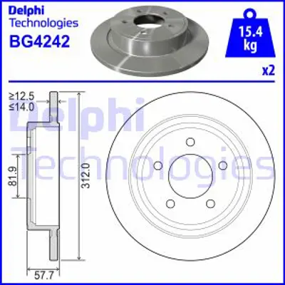 DELPHI BG4242 Fren Dıskı (Cıftlı Paket) Delıksız Arka Pacıfıca08/2003 > 12/2006 