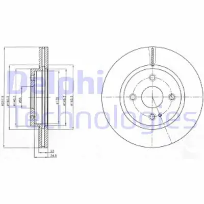 DELPHI BG4254C Fren Dıskı (Cıftlı Paket)   Boyalı Delıklı Ã–n Fıat // Mazda; 124 Spıder // 2 Mx 510/2007 > DF7133251A