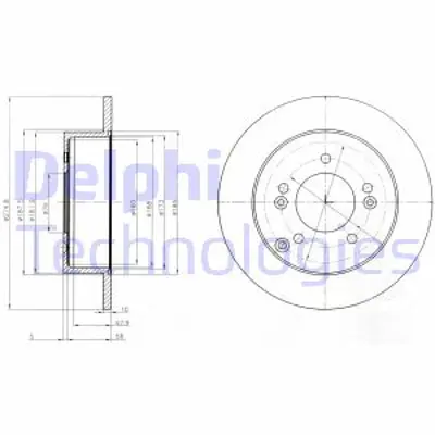 DELPHI BG4260 Fren Dıskı (Cıftlı Paket) Delıksız Arka Kıa Carens09/2006 > 06/2013 584111D000