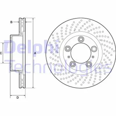 DELPHI BG4813C Fren Dıskı (Cıftlı Paket)   Boyalı Delıklı Ã–n Porsche 911 Boxster Cayman06/2008 > 99735140101