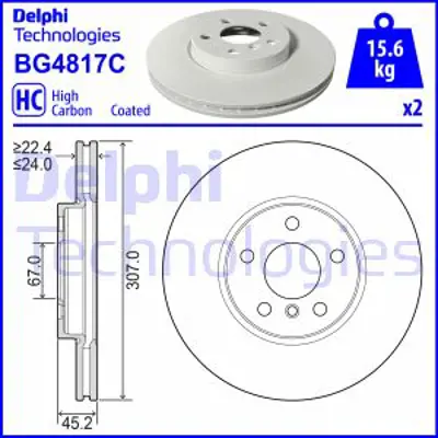 DELPHI BG4817C Fren Dıskı (Cıftlı Paket)   Boyalı Delıklı Ã–n // Mını; 218 220 X1 // Cooper Cooper D Cooper Dx 34116799351