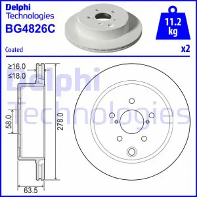 DELPHI BG4826C Fren Dıskı (Cıftlı Paket)   Boyalı Delıklı Ã–n Subaru Forester03/2013 > 26700SG000