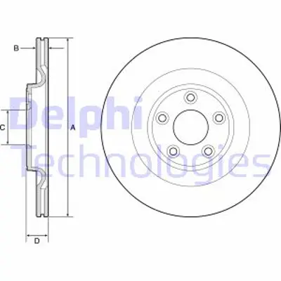 DELPHI BG4833C Fren Dıskı (Cıftlı Paket)   Boyalı Delıklı Arka Jaguar F Type10/2012 > T2R5941XP