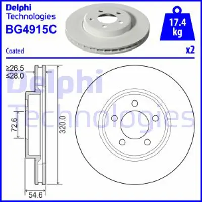 DELPHI BG4915C Fren Dıskı (Cıftlı Paket)   Boyalı Delıklı Ã–n 300 C09/2004 > 