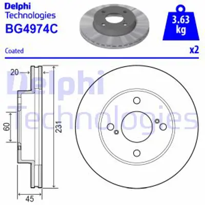 DELPHI BG4974C Fren Dıskı (Cıftlı Paket)   Boyalı Delıklı Ã–n Suzukı Ignıs10/2016 > 5531162R00