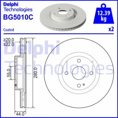 DELPHI BG5010C Fren Dıskı (Cıftlı Paket) Boyalı Delıksız On  Mx5 05/2015 > 6000612391 N25133251