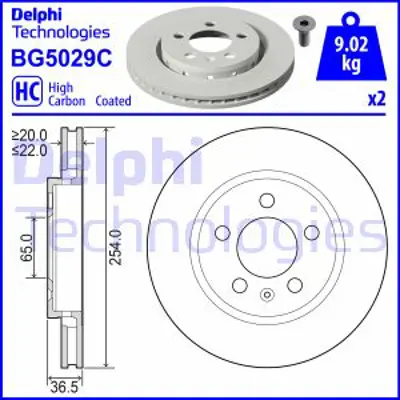 DELPHI BG5029C Fren Dıskı (Cıftlı Paket) Boyalı Delıksız Arka  Polo  08/2013> 05/2014 6R0615601A