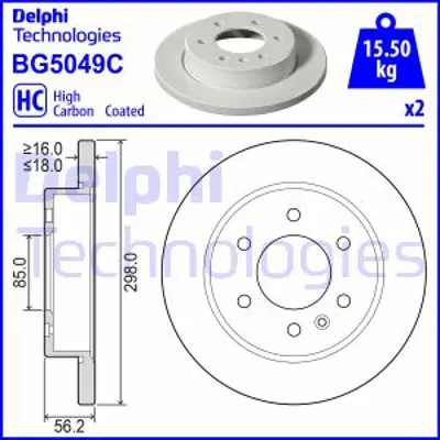 DELPHI BG5049C Fren Dıskı (Cıftlı Paket)   Boyalı Delıklı Arka Esprıntersprınter 211dsprınter 214dsprınter 215d 910423210007